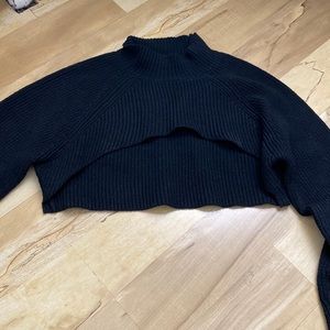 high neck cropped sweater